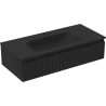 Mexen Rivel Badezimmerschrank 100 cm mit Waschbecken Vela, 1 Schublade, gerillt, schwarz matt - 91A20-10023-1-BF71-W23M71
