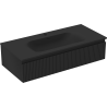 Mexen Rivel gabinete de baño de 100 cm con lavabo Vela, 1 cajón, acanalado, negro mate - 91A20-10023-1-BF71-W23M71
