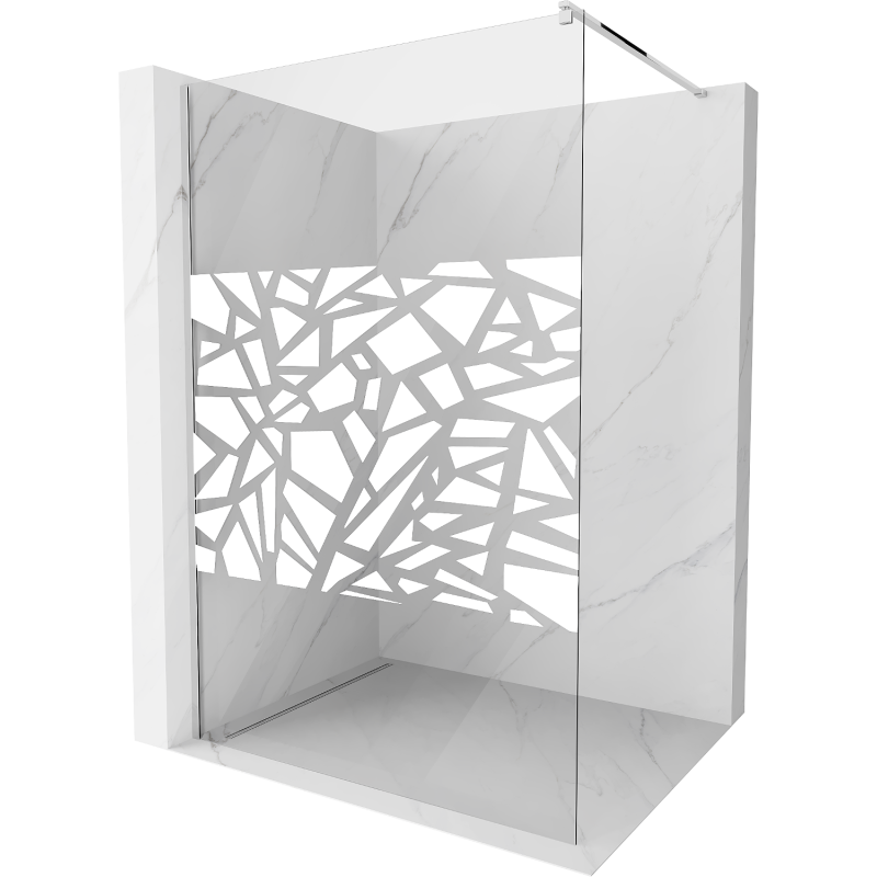 Mexen Kioto douchewand Walk-in 110 x 200 cm, wit patroon 8 mm, chroom - 800-110-101-01-85