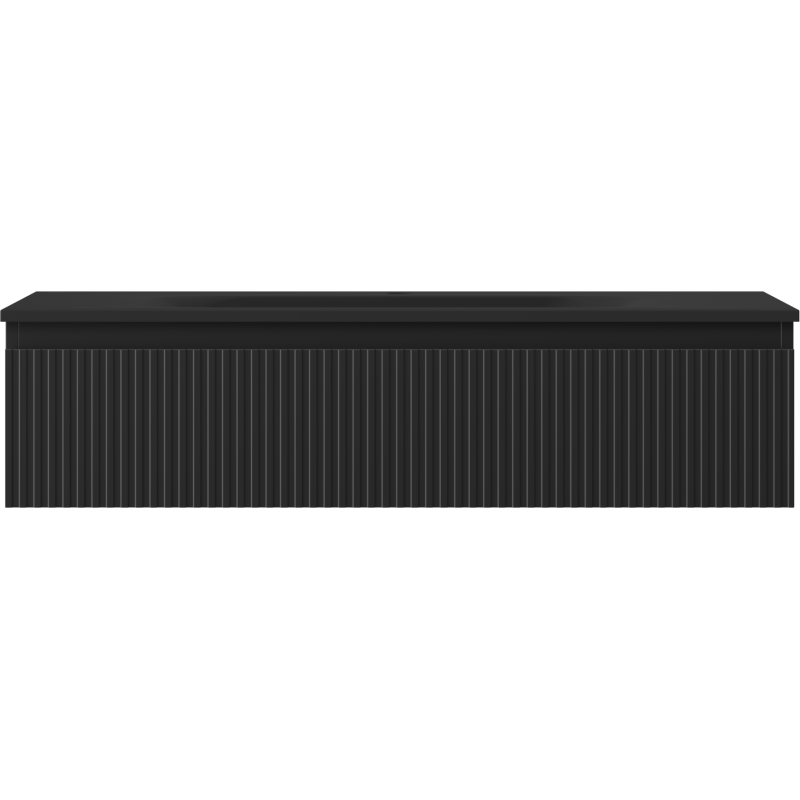 Mexen Rivel gabinete de baño de 100 cm con lavabo Vela, 1 cajón, acanalado, negro mate - 91A20-10023-1-BF71-W23M71