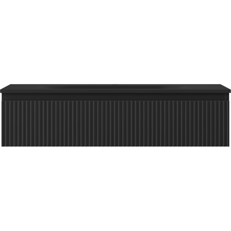 Mexen Rivel szafka łazienkowa 100 cm z umywalką Vela, 1 szuflada, ryflowana , czarna mat - 91A20-10023-1-BF71-W23M71