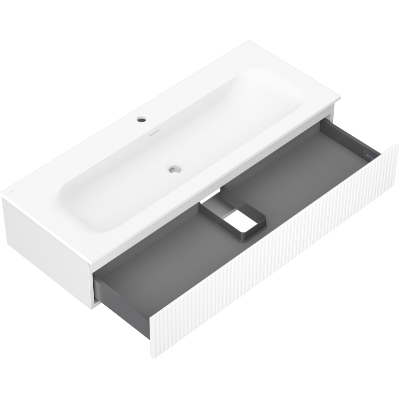 Mexen Rivel szafka łazienkowa 120 cm z umywalką Vela, 1 szuflada, ryflowana , biała mat - 91A20-12023-1-BF01-W23M01