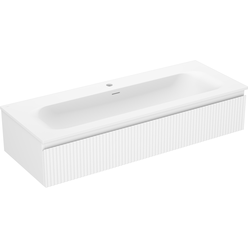 Mexen Rivel kopalniška omara 120 cm z umivalnikom Vela, 1 predal, utor, bela mat - 91A20-12023-1-BF01-W23M01