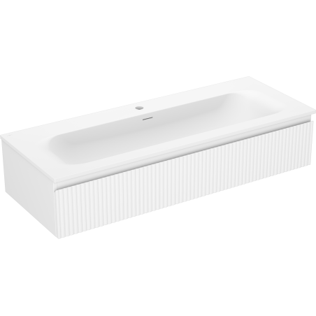 Mexen Rivel 120 cm Badezimmerschrank mit Waschbecken Vela, 1 Schublade, geriffelt, weiß matt - 91A20-12023-1-BF01-W23M01