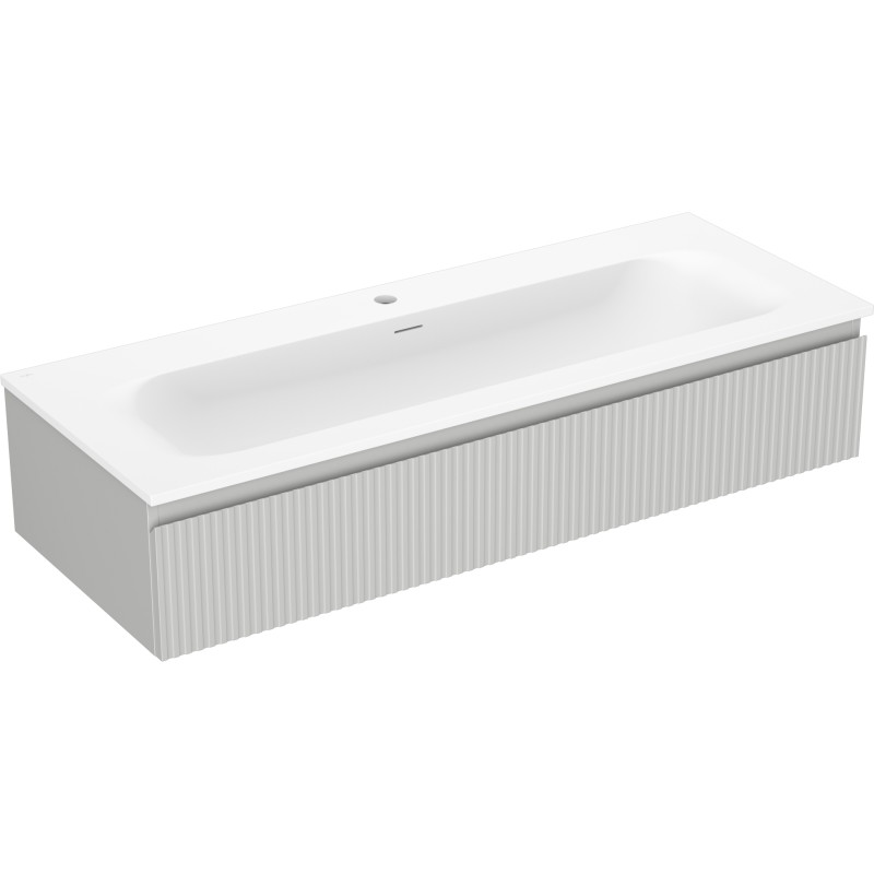 Mexen Rivel szafka łazienkowa 120 cm z umywalką Vela, 1 szuflada, ryflowana , szara mat/biała mat - 91A20-12023-1-BF62-W23M01