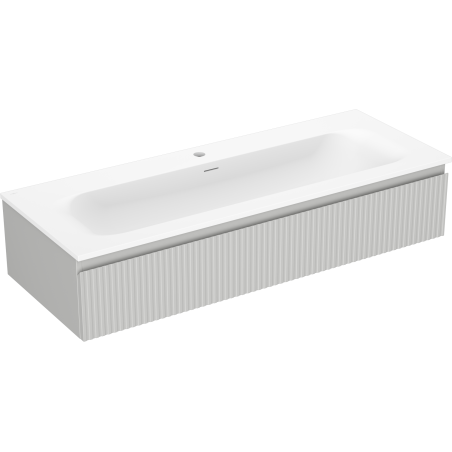 Mexen Rivel Badschrank 120 cm mit Waschbecken Vela, 1 Schublade, geriffelt, grau matt/weiß matt - 91A20-12023-1-BF62-W23M01