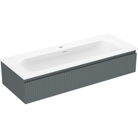 Mexen Rivel szafka łazienkowa 120 cm z umywalką Vela, 1 szuflada, ryflowana , grafit mat/biała mat - 91A20-12023-1-BF66-W23M0