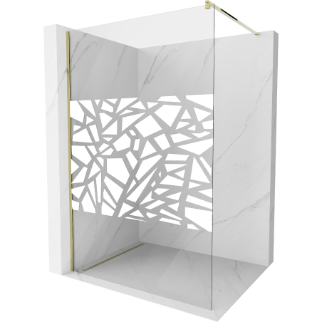 Mexen Kioto parede de duche Walk-in 80 x 200 cm, padrão branco 8 mm, dourado - 800-080-101-50-85