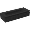 Mexen Rivel badkamerkast 120 cm met wastafel Vela, 1 lade, geribbeld, zwart mat - 91A20-12023-1-BF71-W23M71