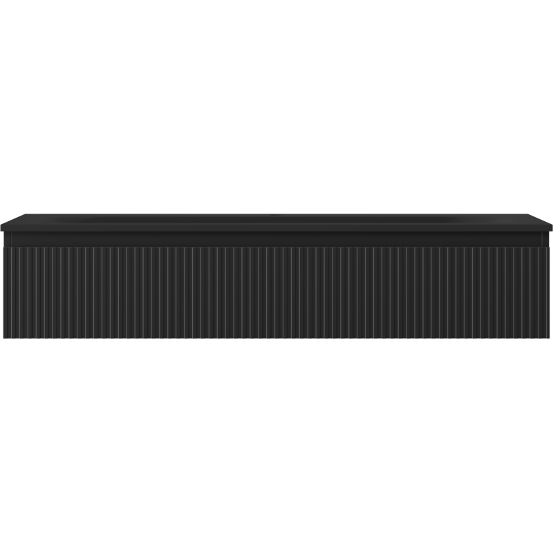 Mexen Rivel badkamerkast 120 cm met wastafel Vela, 1 lade, geribbeld, zwart mat - 91A20-12023-1-BF71-W23M71