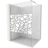 Mexen Kioto Walk-in Shower Wall 90 x 200 cm, White Pattern 8 mm, Gold - 800-090-101-50-85