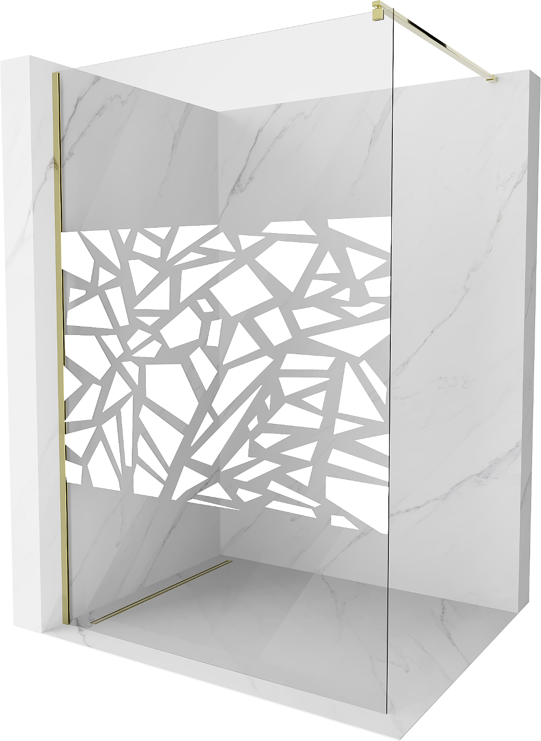 Mexen Kioto ścianka prysznicowa Walk-in 100 x 200 cm, biały wzór 8 mm, złota - 800-100-101-50-85