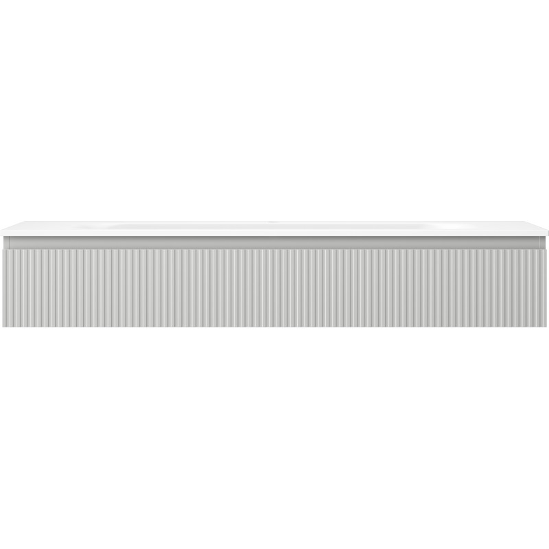 Mexen Rivel badkamerkast 140 cm met wastafel Vela, 1 lade, gegroefd, grijs mat/wit mat - 91A20-14023-1-BF62-W23M01