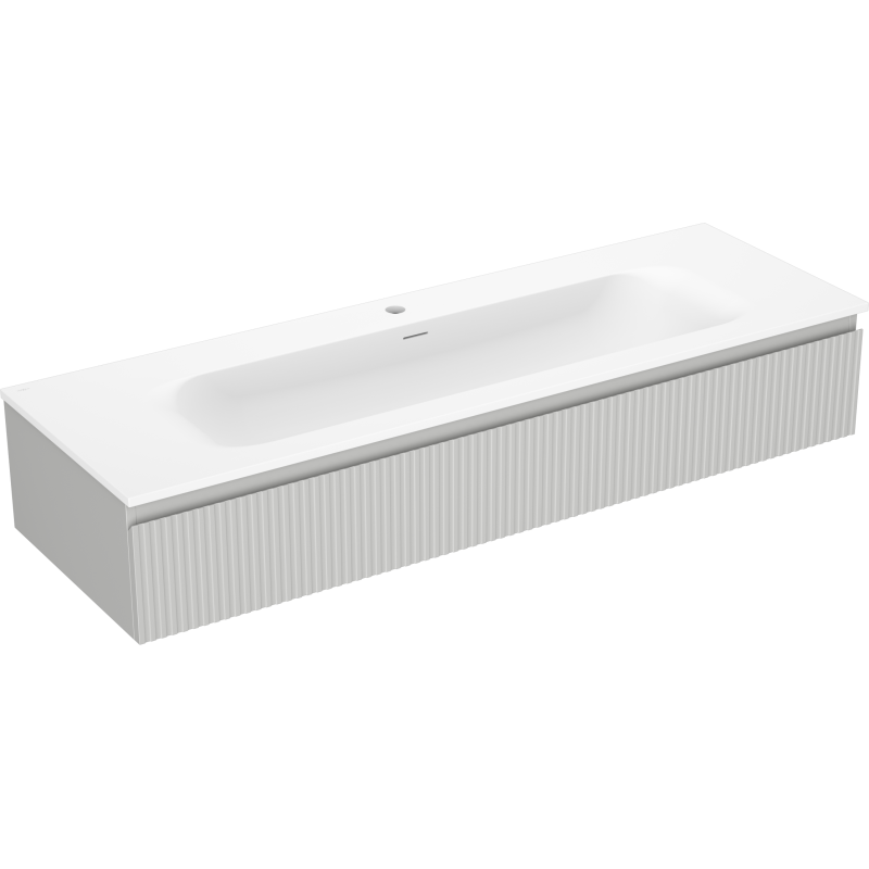 Mexen Rivel armario de baño 140 cm con lavabo Vela, 1 cajón, ranurado, gris mate/blanco mate - 91A20-14023-1-BF62-W23M01
