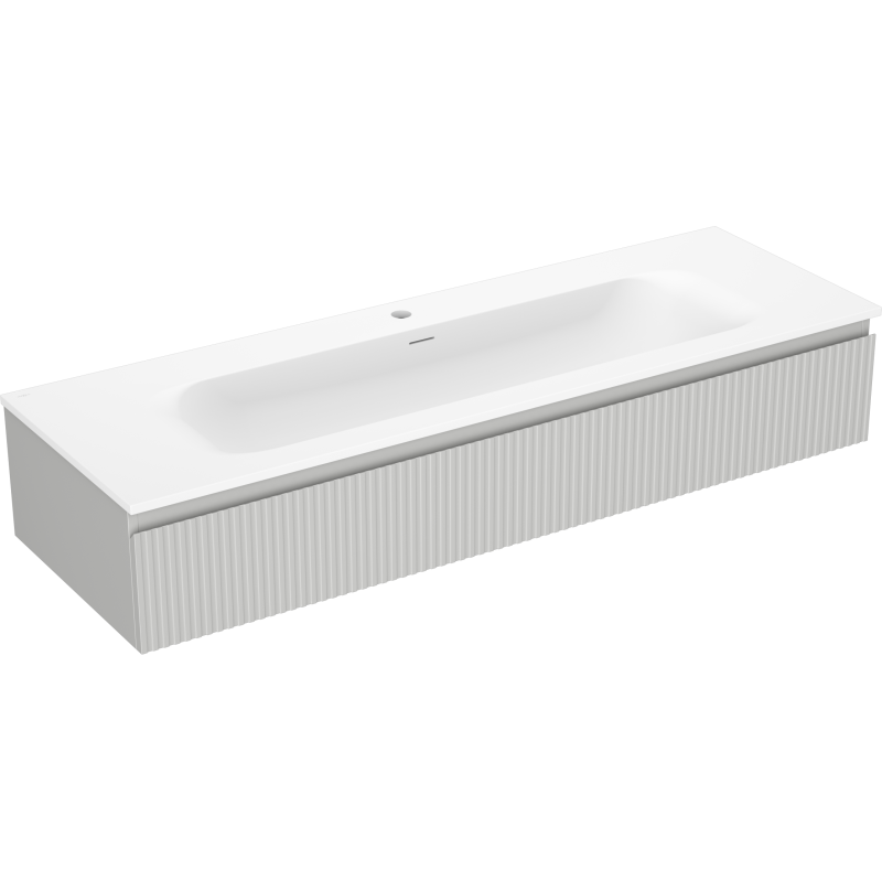 Mexen Rivel badkamerkast 140 cm met wastafel Vela, 1 lade, geribbeld, grijs mat/wit mat - 91A20-14023-1-BF62-W23M01