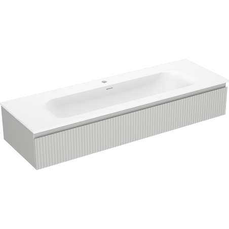 Mexen Rivel szafka łazienkowa 140 cm z umywalką Vela, 1 szuflada, ryflowana , szara mat/biała mat - 91A20-14023-1-BF62-W23M01