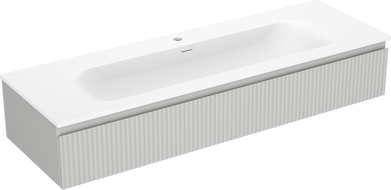 Mexen Rivel badkamerkast 140 cm met wastafel Vela, 1 lade, geribbeld, grijs mat/wit mat - 91A20-14023-1-BF62-W23M01