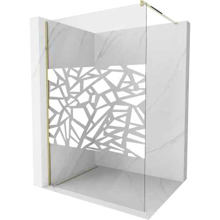 Mexen Kioto Duschwand Walk-in 120 x 200 cm, weißes Muster 8 mm, gold - 800-120-101-50-85