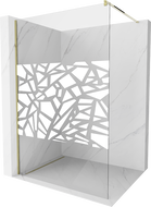Mexen Kioto ścianka prysznicowa Walk-in 120 x 200 cm, biały wzór 8 mm, złota - 800-120-101-50-85