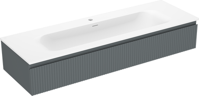 Mexen Rivel badrumsskåp 140 cm med tvättställ Vela, 1 låda, räfflad, grafit matt/vit matt - 91A20-14023-1-BF66-W23M0