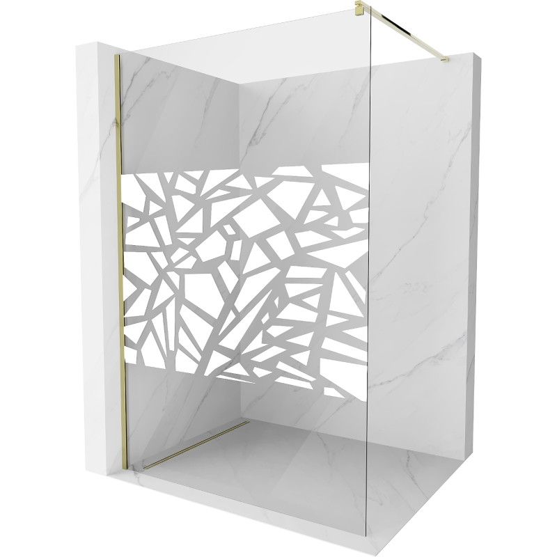 Mexen Kioto Dušisein Walk-in 140 x 200 cm, valge muster 8 mm, kuldne - 800-140-101-50-85