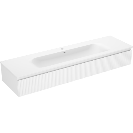 Mexen Rivel meuble de salle de bain 160 cm avec lavabo Vela, 1 tiroir, rainuré, blanc mat - 91A20-16023-1-BF01-W23M01