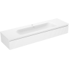 Mexen Rivel Badezimmer-Unterschrank 160 cm mit Waschbecken Vela, 1 Schublade, geriffelt, weiß matt - 91A20-16023-1-BF01-W23M01
