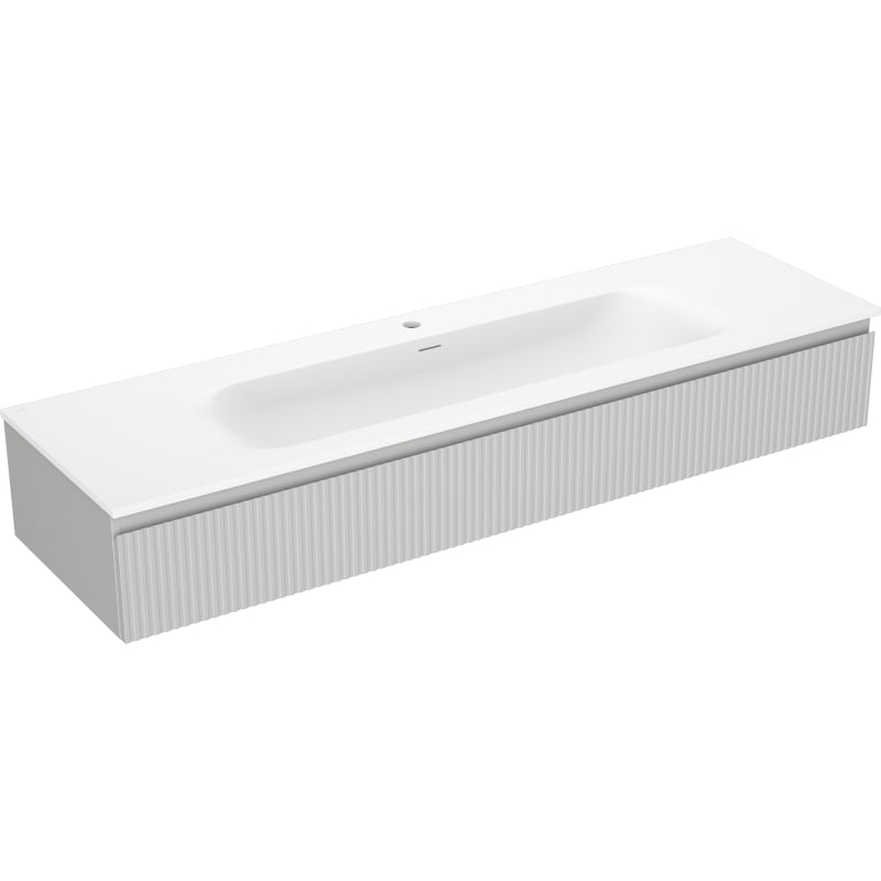 Mexen Rivel szafka łazienkowa 140 cm z umywalką Vela, 1 szuflada, ryflowana , szara mat/biała mat - 91A20-16023-1-BF62-W23M01