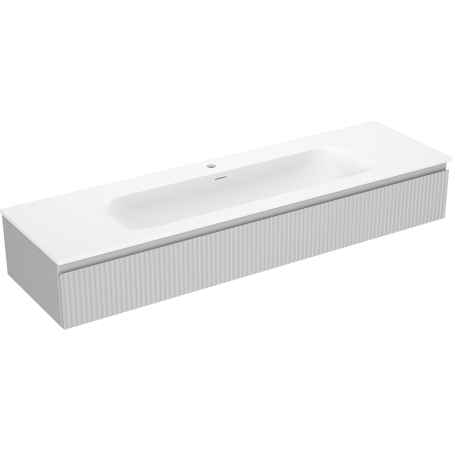 Mexen Rivel armario de baño de 140 cm con lavabo Vela, 1 cajón, ranurado, gris mate/blanco mate - 91A20-16023-1-BF62-W23M01