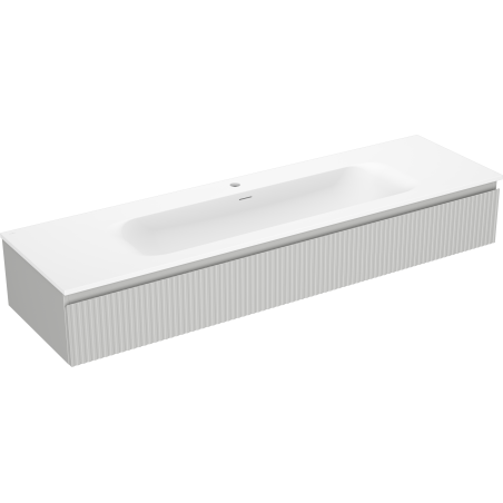 Mexen Rivel szafka łazienkowa 140 cm z umywalką Vela, 1 szuflada, ryflowana , szara mat/biała mat - 91A20-16023-1-BF62-W23M01