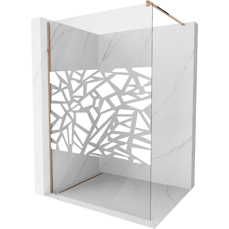 Mexen Kioto dušisein Walk-in 100 x 200 cm, valge muster 8 mm, roosa kuld - 800-100-101-60-85