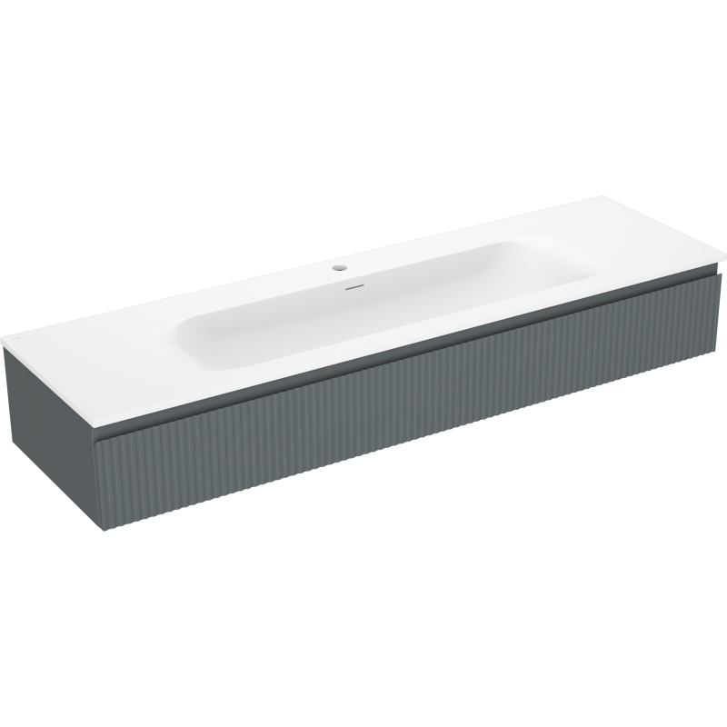 Mexen Rivel mobiletto da bagno 160 cm con lavandino Vela, 1 cassetto, scanalato, grafite opaco/bianco opaco -