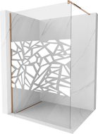 Mexen Kioto dušas siena Walk-in 110 x 200 cm, balts raksts 8 mm, rozā zelts - 800-110-101-60-85