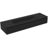 Mexen Rivel Badezimmerschrank 160 cm mit Waschbecken Vela, 1 Schublade, geriffelt, schwarz matt - 91A20-16023-1-BF71-W23M71