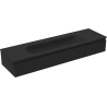 Mexen Rivel Badezimmerschrank 160 cm mit Waschbecken Vela, 1 Schublade, gerillt, schwarz matt - 91A20-16023-1-BF71-W23M71