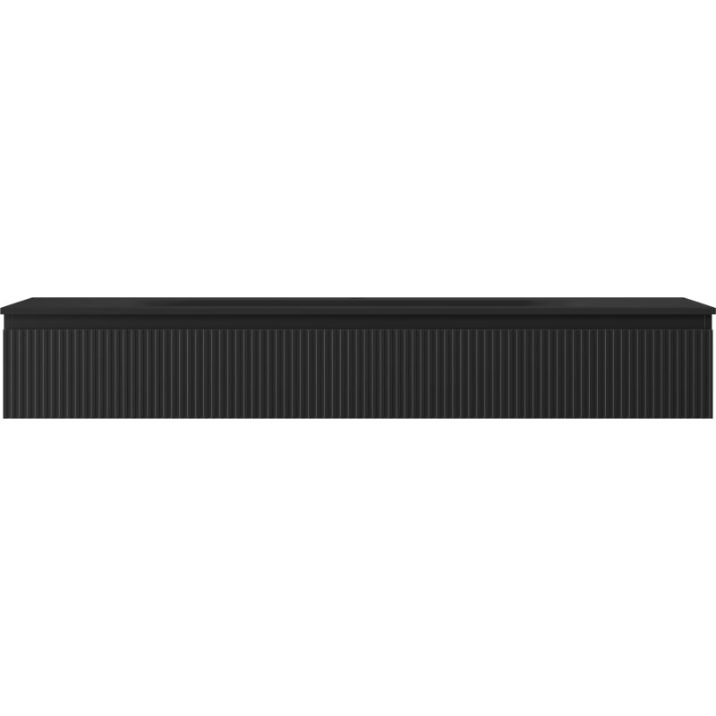 Mexen Rivel 160 cm bathroom cabinet with sink Vela, 1 drawer, fluted, matte black - 91A20-16023-1-BF71-W23M71