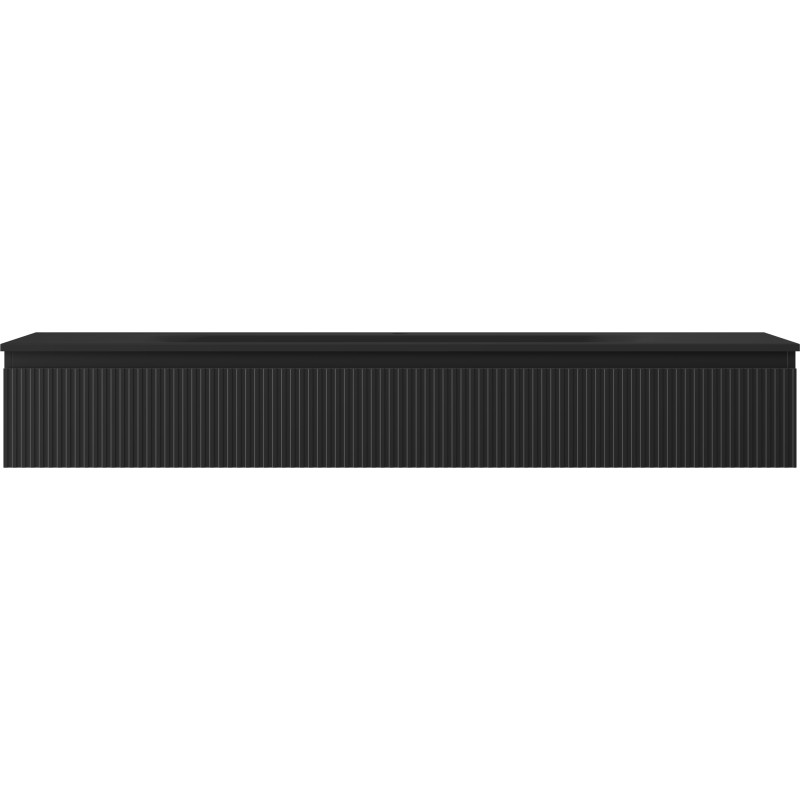 Mexen Rivel Mobile da bagno 160 cm con lavabo Vela, 1 cassetto, scanalato, nero opaco - 91A20-16023-1-BF71-W23M71