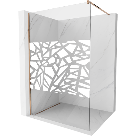 Mexen Kioto Duschwand Walk-in 130 x 200 cm, weißes Muster 8 mm, roségold - 800-130-101-60-85