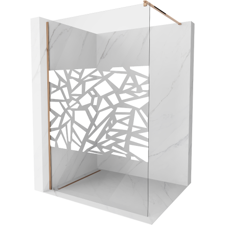 Mexen Kioto Duschwand Walk-in 140 x 200 cm, weißes Muster 8 mm, Roségold - 800-140-101-60-85