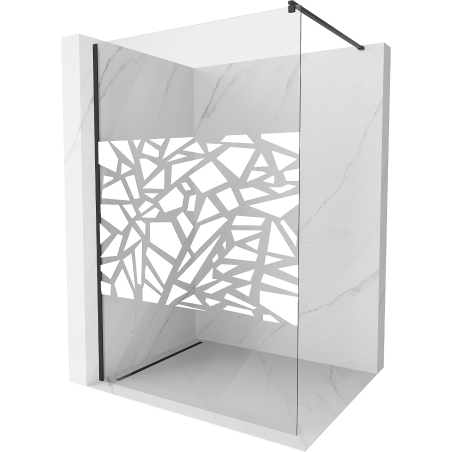 Mexen Kioto Walk-in Shower Screen 100 x 200 cm, White Pattern 8 mm, Black - 800-100-101-70-85