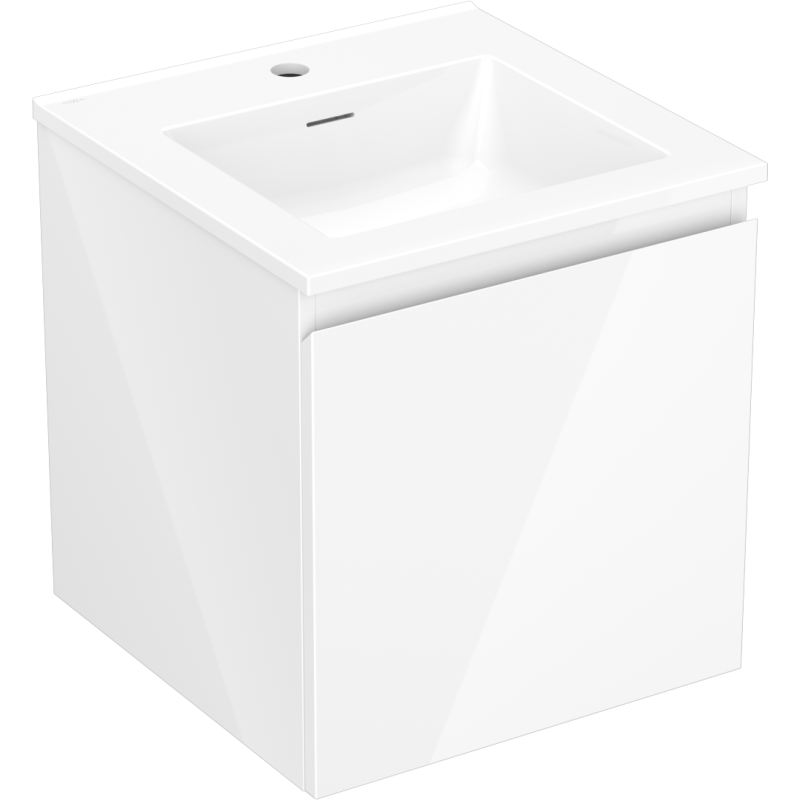 Mexen Orio Badezimmerunterschrank 45 cm mit Waschbecken Otis, 1 Schublade, weiß glänzend - 91A10-04547-1-BF00-W18M00