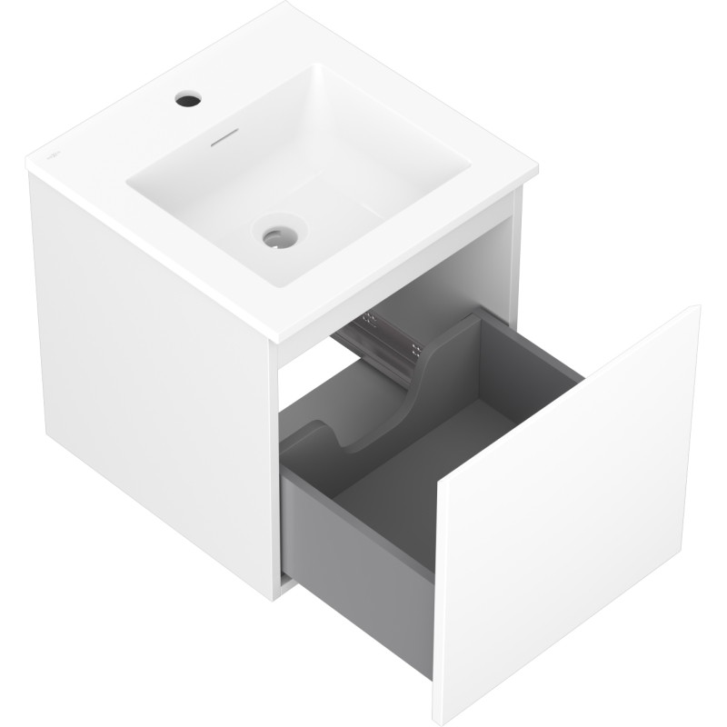 Mexen Orio ormarić za kupaonicu 45 cm s umivaonikom Otis, 1 ladica, bijeli mat - 91A10-04547-1-BF01-W18M01