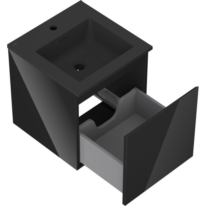 Mexen Orio armadietto da bagno 45 cm con lavabo Otis, 1 cassetto, nero lucido/nero opaco - 91A10-04547-1-BF70-W18M71