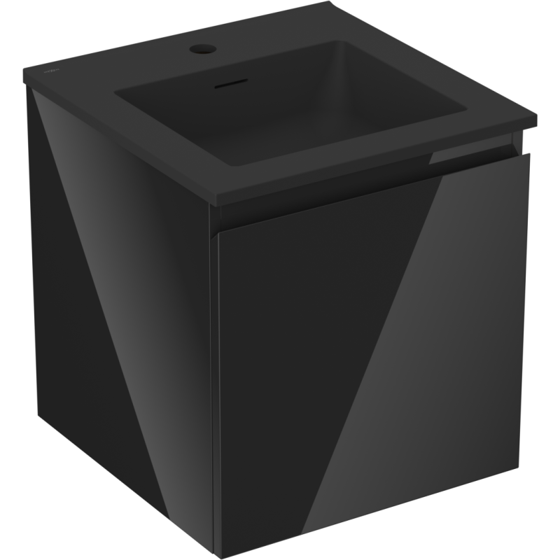 Mexen Orio bathroom cabinet 45 cm with Otis sink, 1 drawer, black gloss/black matt - 91A10-04547-1-BF70-W18M71