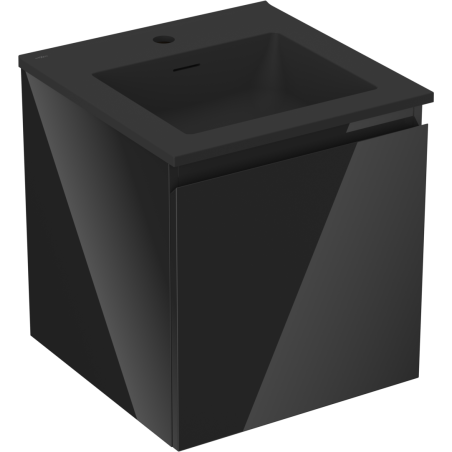 Mexen Orio bathroom cabinet 45 cm with Otis sink, 1 drawer, black gloss/black matt - 91A10-04547-1-BF70-W18M71