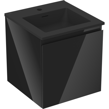 Mexen Orio bathroom cabinet 45 cm with wash basin Otis, 1 drawer, black gloss/black matte - 91A10-04547-1-BF70-W18M71