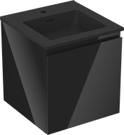 Mexen Orio armadietto da bagno 45 cm con lavello Otis, 1 cassetto, nero lucido/nero opaco - 91A10-04547-1-BF70-W18M71