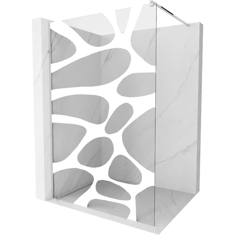 Mexen Kioto Walk-in Shower Wall 80 x 200 cm, White Wave 8 mm, Chrome - 800-080-101-01-97