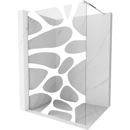 Mexen Kioto Walk-in Shower Wall 80 x 200 cm, White Wave 8 mm, Chrome - 800-080-101-01-97