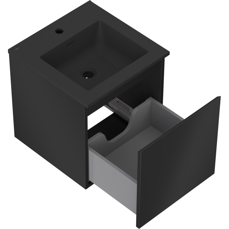 Mexen Orio mobile bagno 45 cm con lavabo Otis, 1 cassetto, nero opaco - 91A10-04547-1-BF71-W18M71